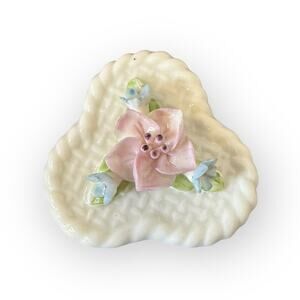 Belleek Porcelain Vintage Floral Brooch
